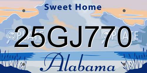 25GJ770 Alabama License Plate