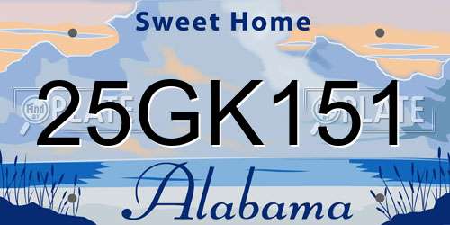 25GK151 Alabama License Plate