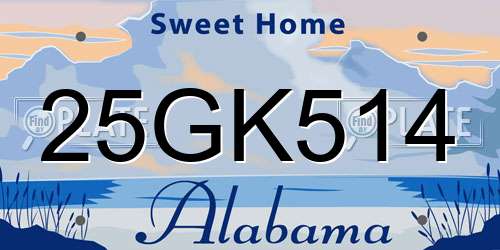 25GK514 Alabama License Plate