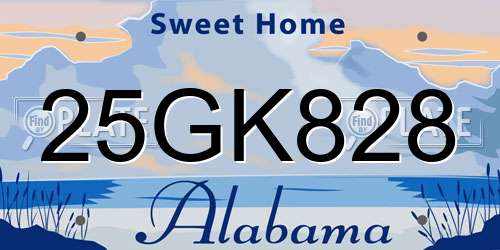 25GK828 Alabama License Plate