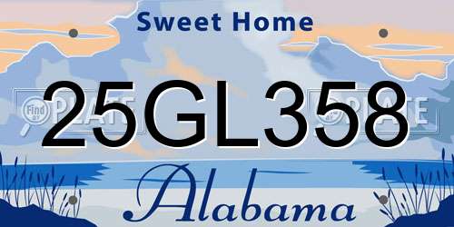 25GL358 Alabama License Plate