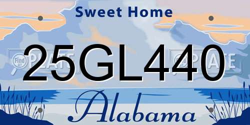 25GL440 Alabama License Plate
