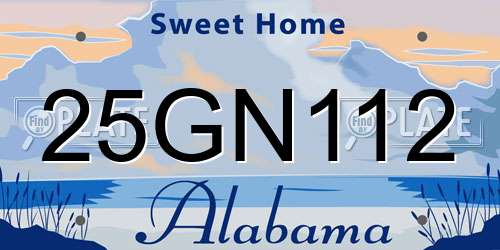 25GN112 Alabama License Plate