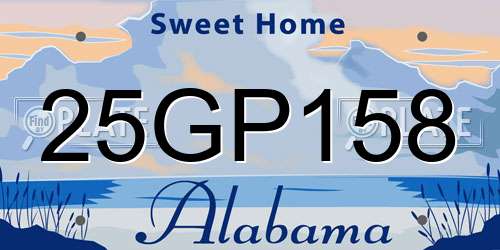 25GP158 Alabama License Plate