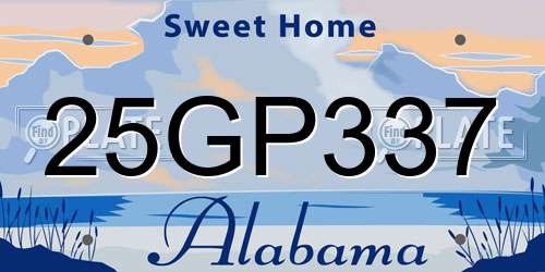 25GP337 Alabama License Plate