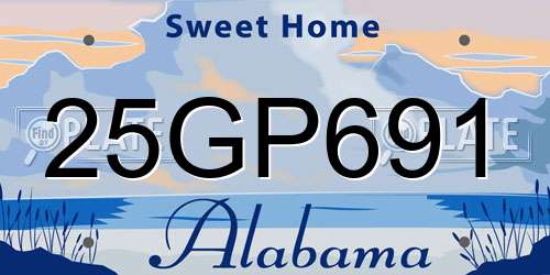 25GP691 Alabama License Plate