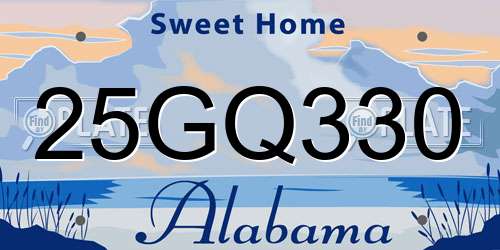 25GQ330 Alabama License Plate