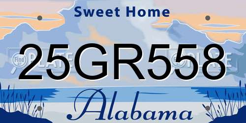 25GR558 Alabama License Plate