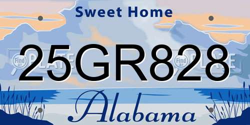 25GR828 Alabama License Plate