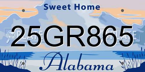 25GR865 Alabama License Plate