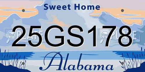 25GS178 Alabama License Plate