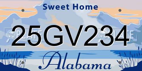 25GV234 Alabama License Plate
