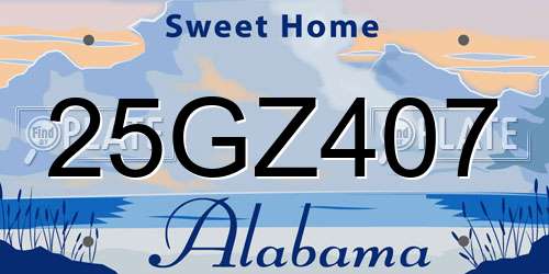 25GZ407 Alabama License Plate