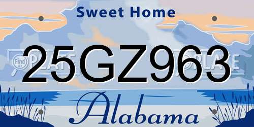 25GZ963 Alabama License Plate
