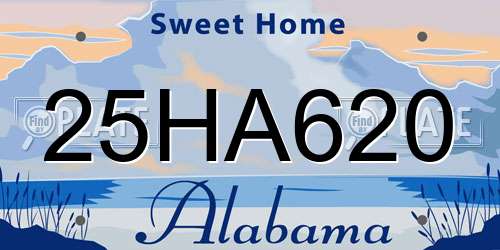 25HA620 Alabama License Plate