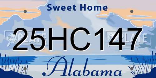 25HC147 Alabama License Plate