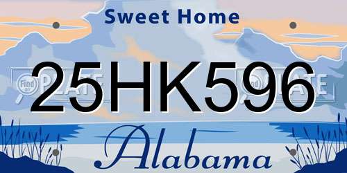 25HK596 Alabama License Plate