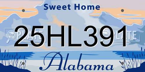 25HL391 Alabama License Plate