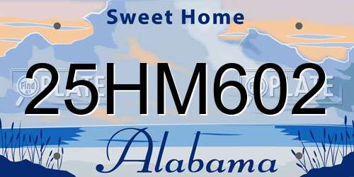 25HM602 Alabama License Plate