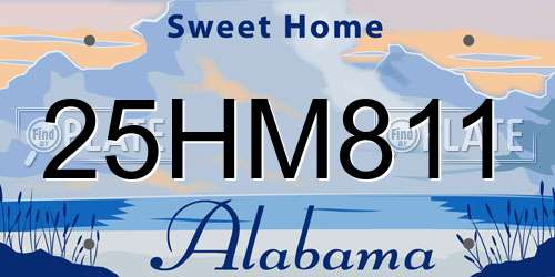 25HM811 Alabama License Plate