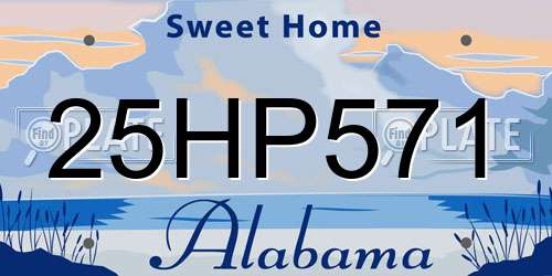25HP571 Alabama License Plate