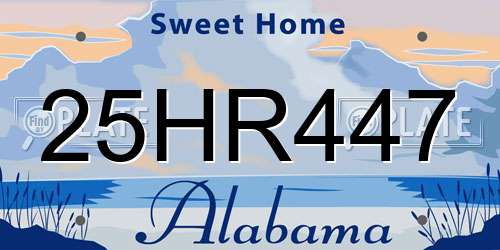 25HR447 Alabama License Plate