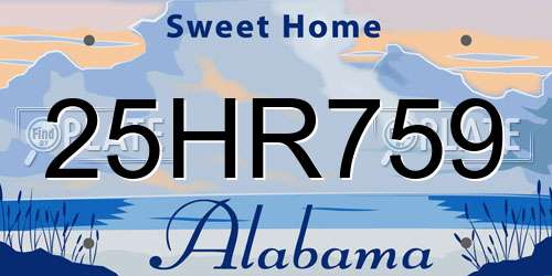 25HR759 Alabama License Plate