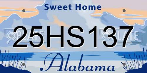 25HS137 Alabama License Plate