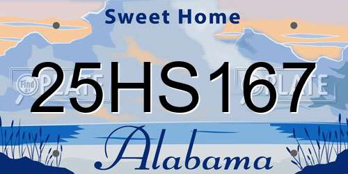 25HS167 Alabama License Plate
