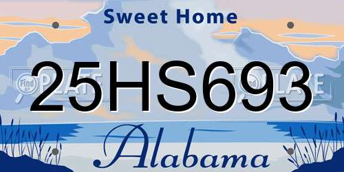 25HS693 Alabama License Plate