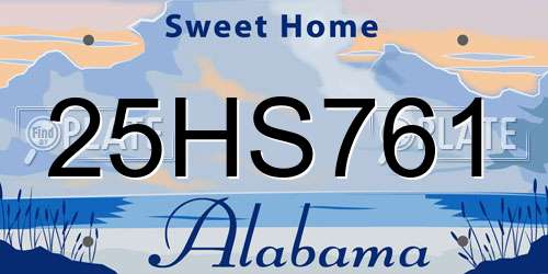 25HS761 Alabama License Plate