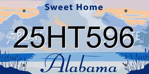25HT596 Alabama License Plate