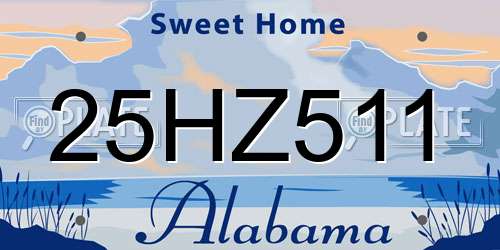 25HZ511 Alabama License Plate