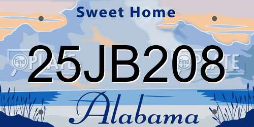 25JB208 Alabama License Plate
