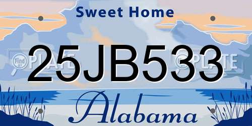 25JB533 Alabama License Plate