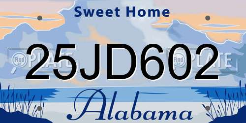 25JD602 Alabama License Plate