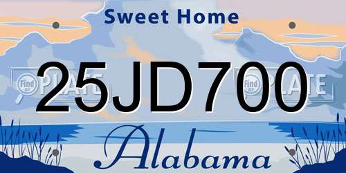 25JD700 Alabama License Plate