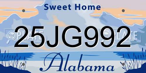 25JG992 Alabama License Plate