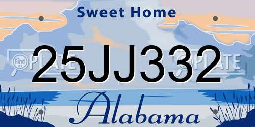 25JJ332 Alabama License Plate