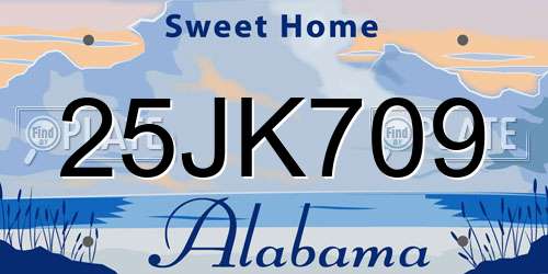 25JK709 Alabama License Plate