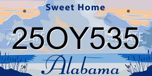 25OY535 Alabama License Plate