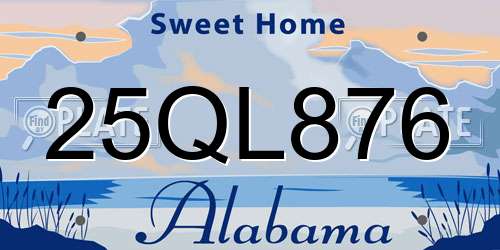 25QL876 Alabama License Plate