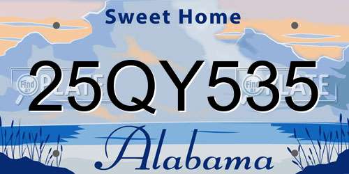 25QY535 Alabama License Plate