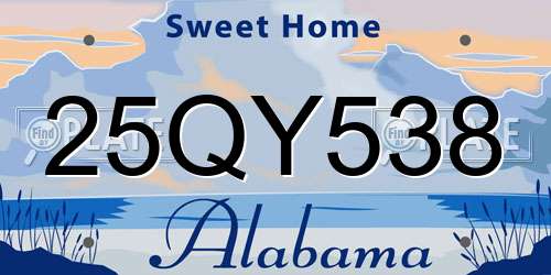 25QY538 Alabama License Plate