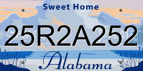 25R2A252 Alabama License Plate