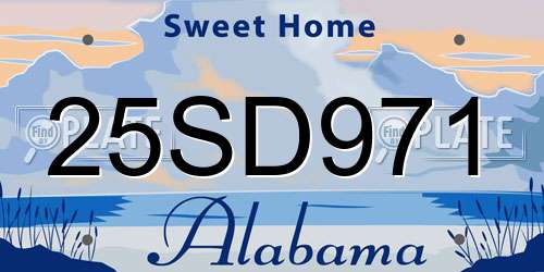 25SD971 Alabama License Plate