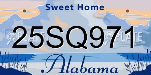 25SQ971 Alabama License Plate