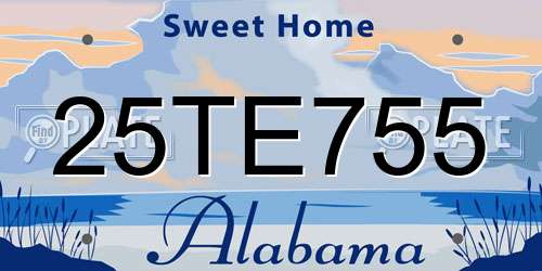 25TE755 Alabama License Plate