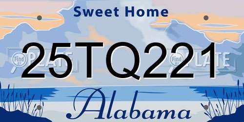 25TQ221 Alabama License Plate