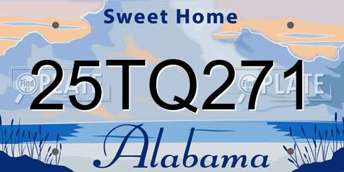 25TQ271 Alabama License Plate